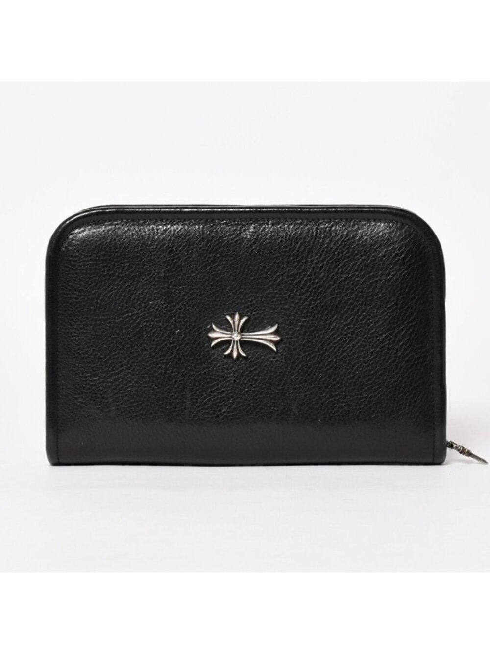Chrome Hearts Black Heavy Leather Organizer Wallet Dagger Cow Clutch 925